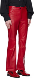 Ernest W. Baker Red Flared Leather Trousers