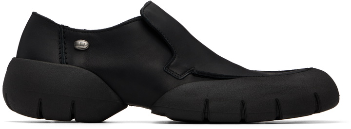 Photo: Diesel Black D-Mathieu-Brushed Leather Sneakers