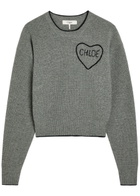 Chloe Logo Embroidered Wool and Cashmere-blend Jumper Grey