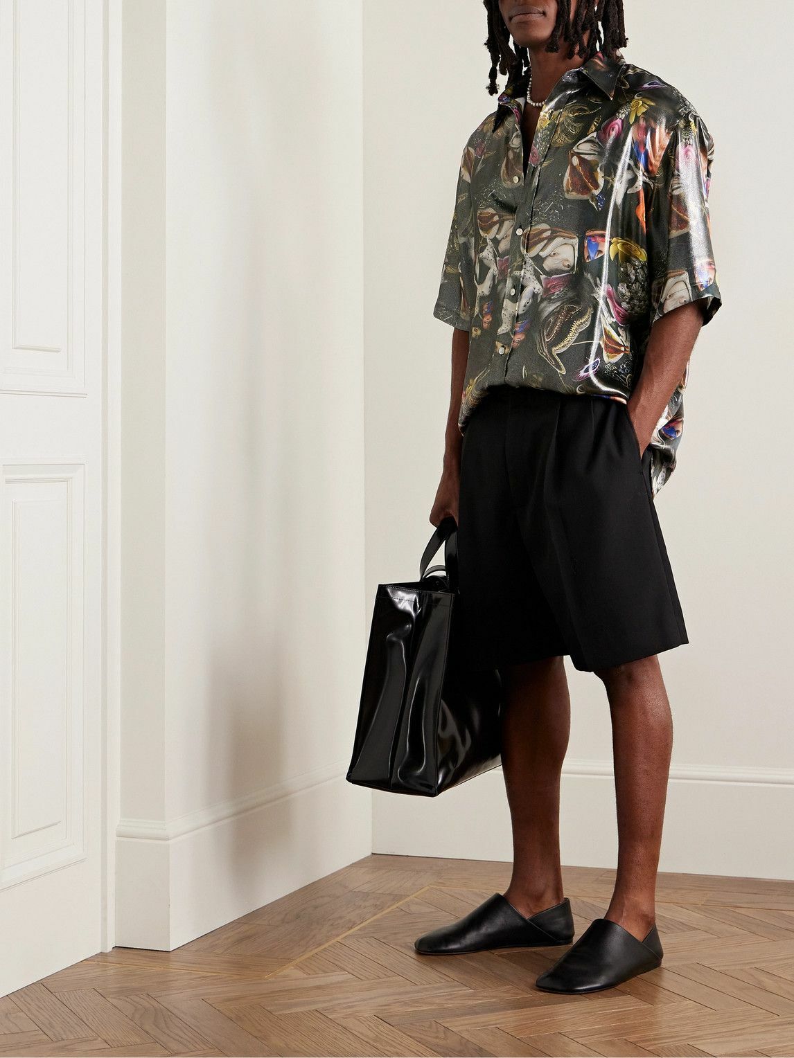 Acne Studios - Per B. Sundberg Sandrok Printed Lamé Shirt - Black