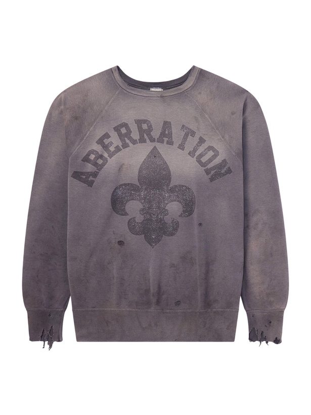 Photo: SAINT MXXXXXX - Abberation Distressed Printed Cotton-Jersey Sweater - Gray