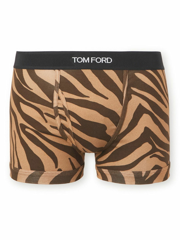 Photo: TOM FORD - Zebra-Print Stretch-Cotton Boxer Briefs - Brown