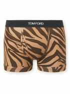 TOM FORD - Zebra-Print Stretch-Cotton Boxer Briefs - Brown