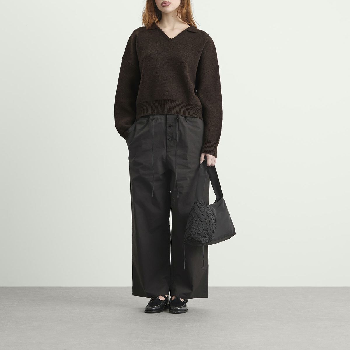Deiji Studios Women's Collared Pullover in Burnt Wood