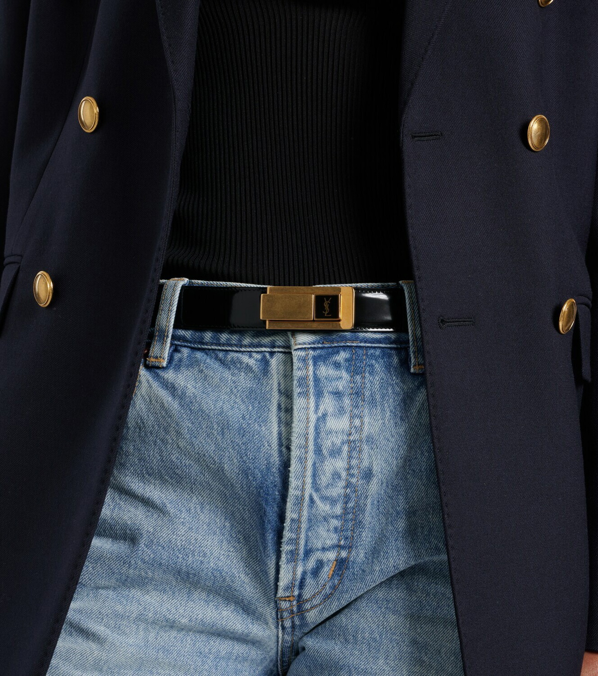 Saint Laurent Cassandre patent leather belt