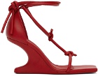 Rick Owens Red Cantilever 8 T Straps Heeled Sandals