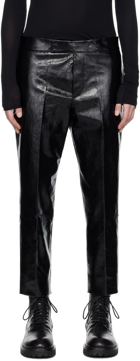 SAPIO Black Vitellino Leather Pants