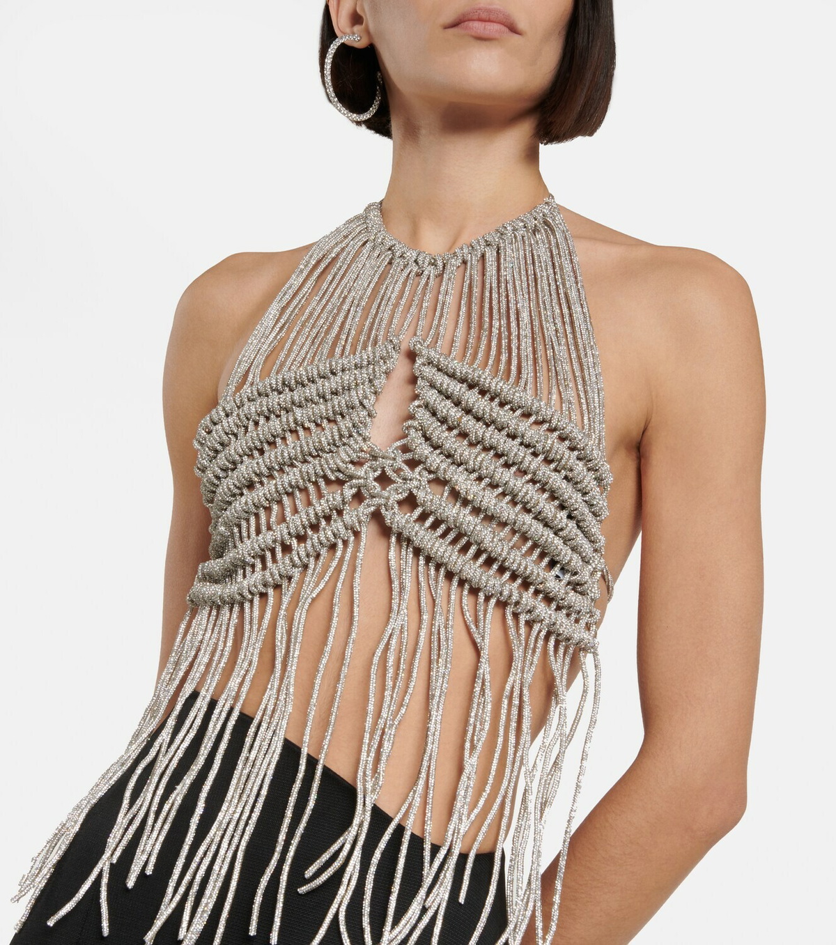 Giuseppe di Morabito Crystal-embellished crochet top