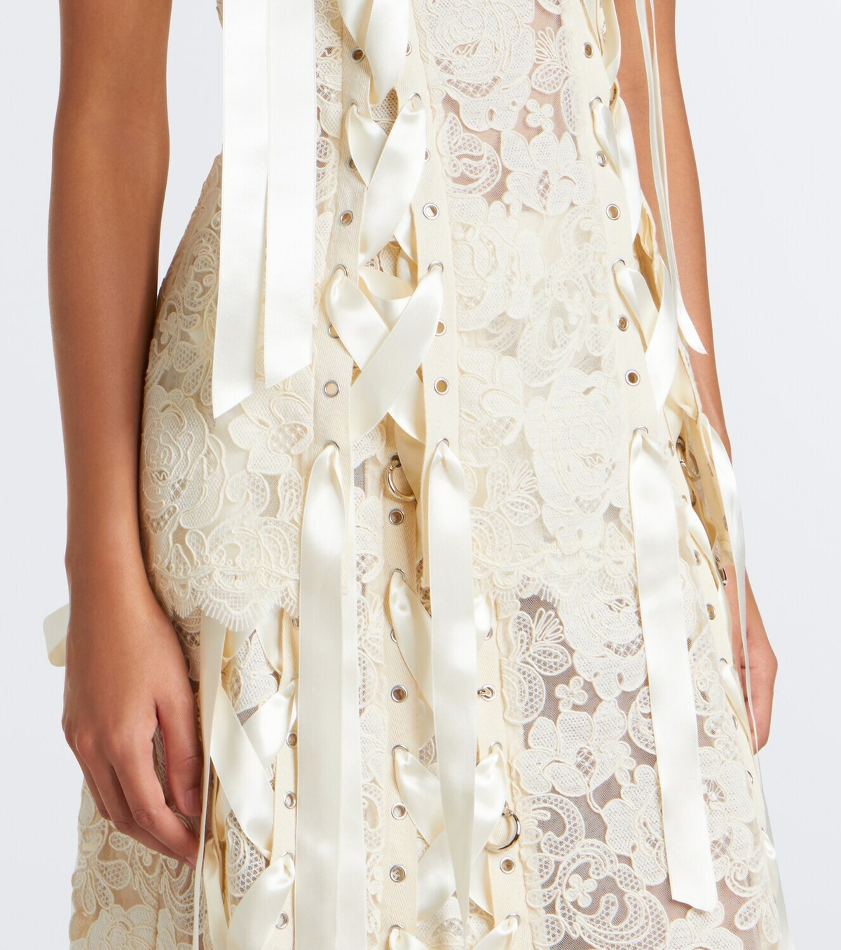 Simone Rocha Unraveling bow-detail lace top