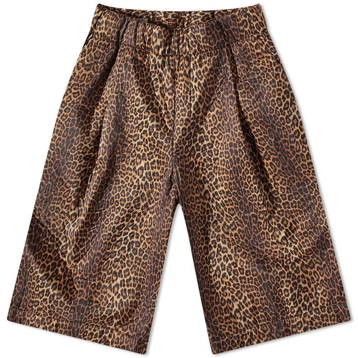 Photo: Dries Van Noten Men's Leopard Print Elasticated Waist Shorts in Camel