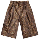 Dries Van Noten Men's Leopard Print Elasticated Waist Shorts in Camel