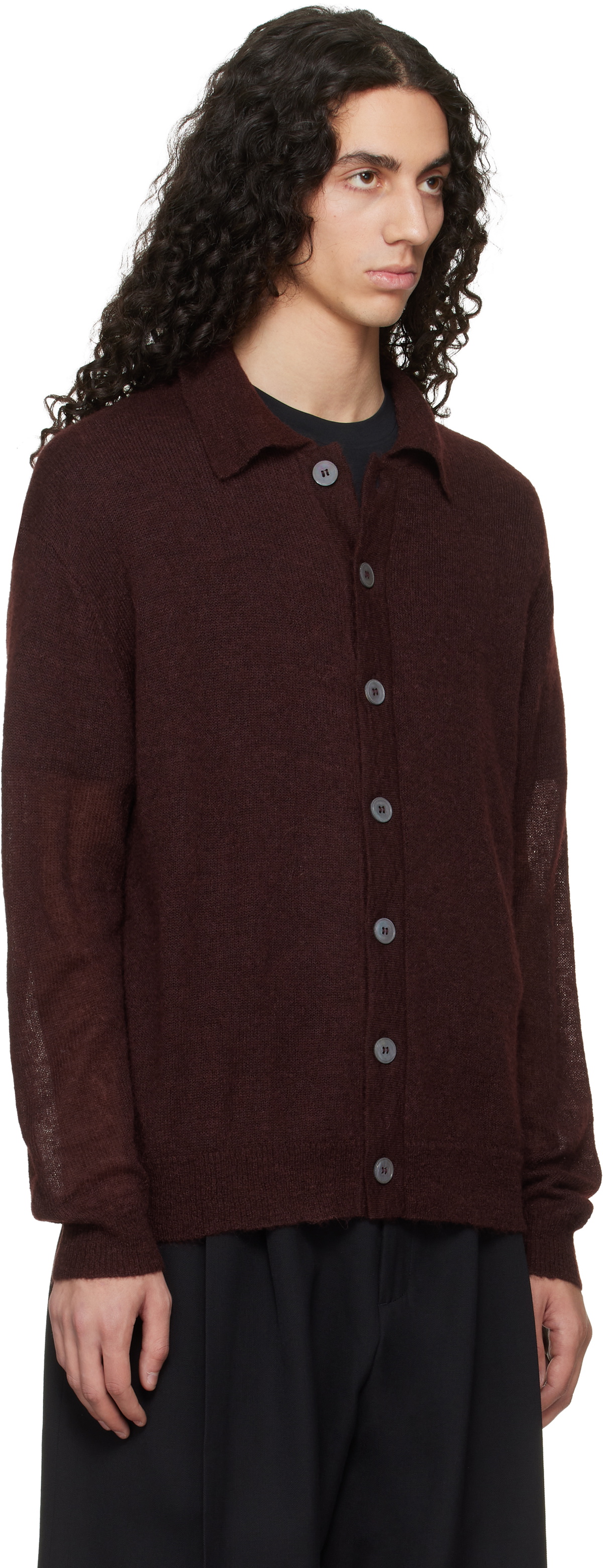 Studio Nicholson Burgundy Hamto Kint Cardigan