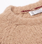 Brunello Cucinelli - Striped Mélange Alpaca-Blend Sweater - Brown