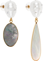 Erdem Gold Asymmetric Pearl Earrings