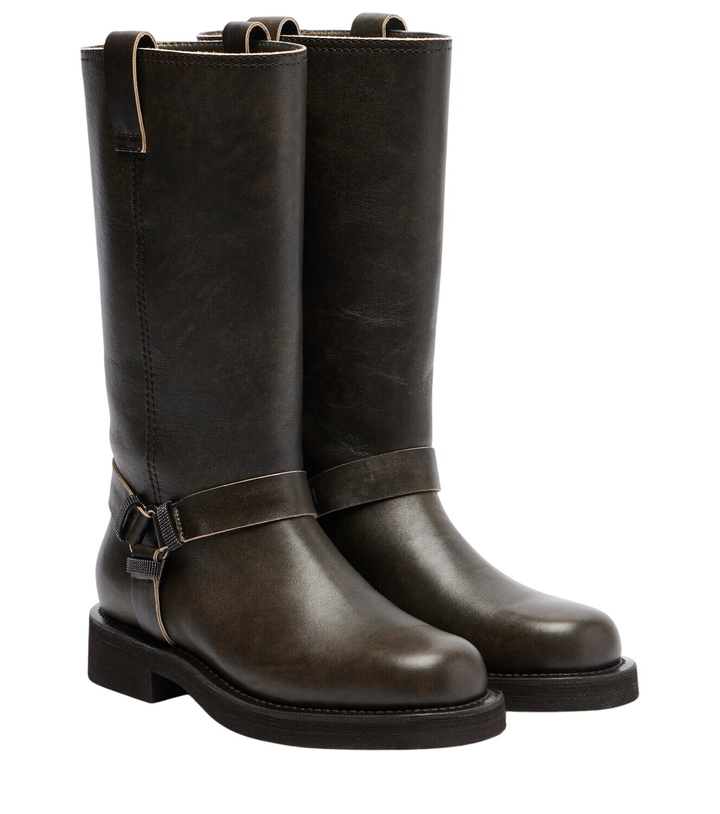 Photo: Brunello Cucinelli Monili leather knee-high boots