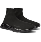 Balenciaga - Speed Sock Stretch-Knit Slip-On Sneakers - Black