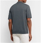 Burberry - Contrast-Tipped Mélange Cotton Polo Shirt - Charcoal