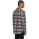 Frame Grey and Burgundy Brushed Plaid Shirt