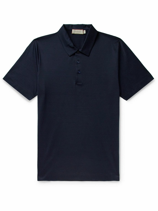 Photo: Canali - Cotton-Jersey Polo Shirt - Blue