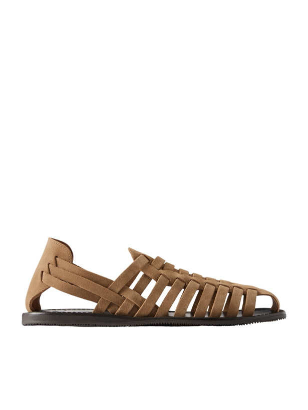 Photo: Mr P. - Suede Huarache Sandals - Brown