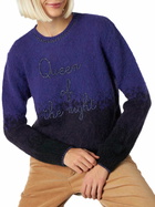 MC2 Saint Barth Woman Crewneck Soft Sweater With Queen Of The Night Embroidery