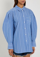 Ganni Striped Cotton-poplin Shirt Navy