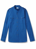 Sebline - Slim-Fit Grandad-Collar Cotton-Poplin Shirt - Blue