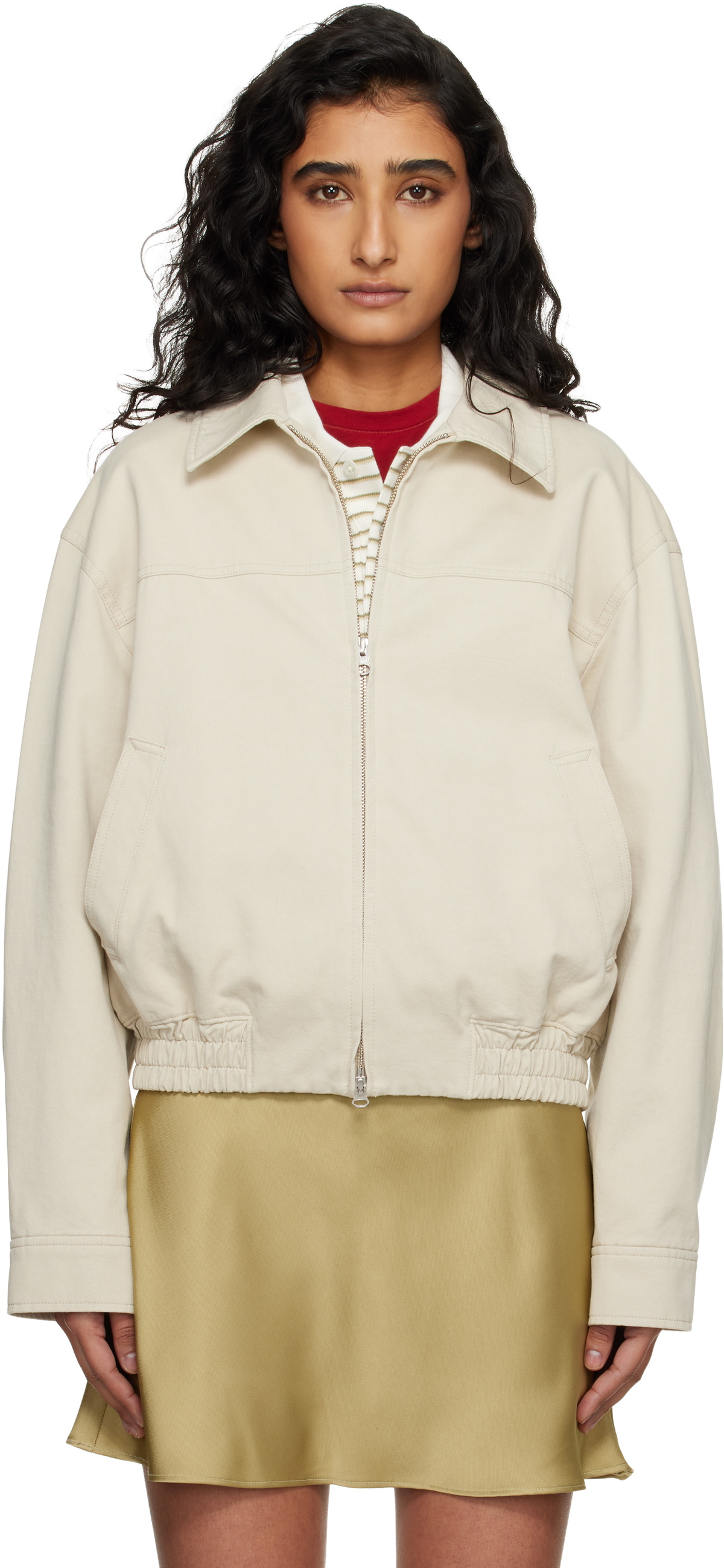 Dunst Beige Collared Blouson Jacket