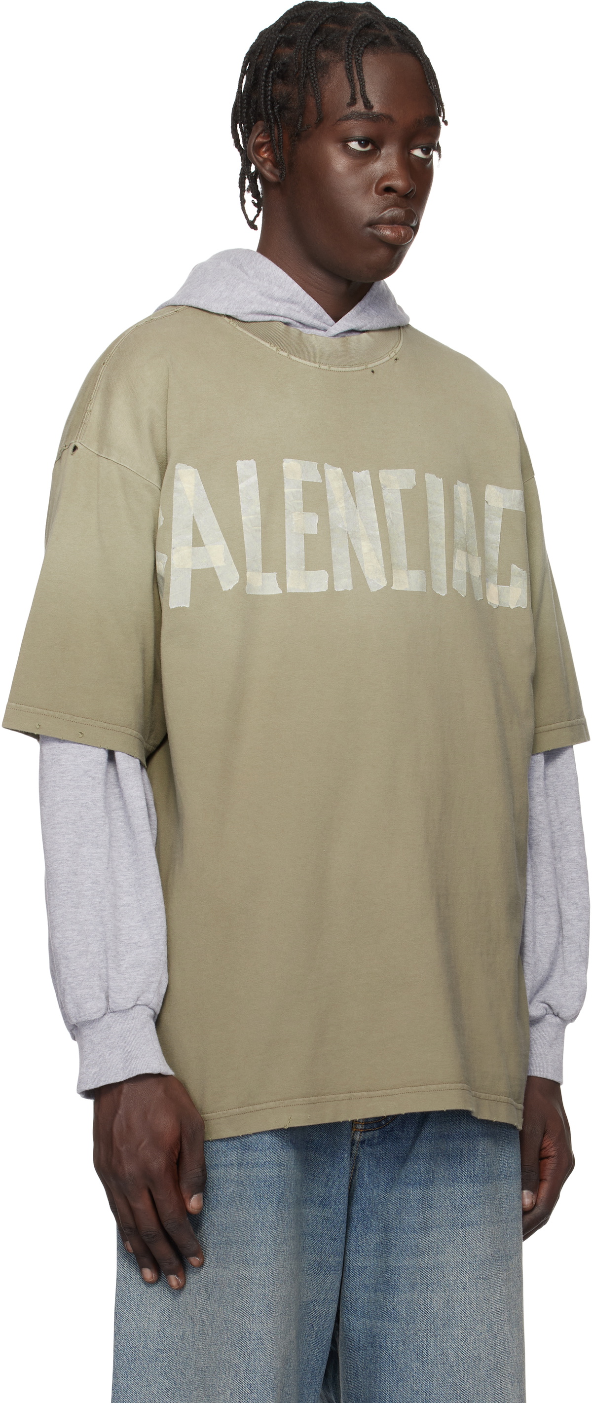 Balenciaga Taupe New Tape Type Medium Fit T-shirt Balenciaga