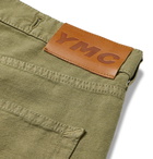 YMC - Tearaway Slim-Fit Cropped Cotton and Linen-Blend Canvas Jeans - Green