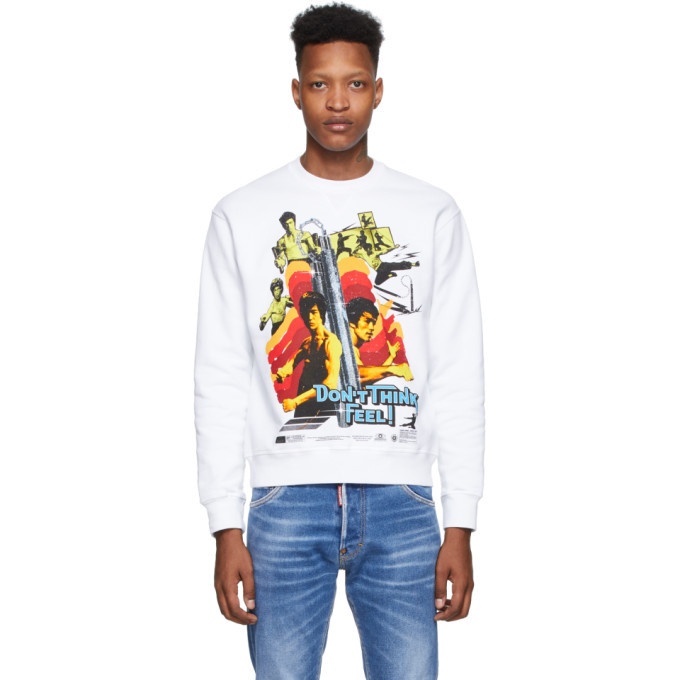 Photo: Dsquared2 White Bruce Lee Printed Cool Fit Sweatshirt