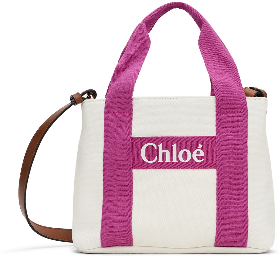 Chloeピンクトート Chloé Kids Off-White & Pink Printed Bag Chloe