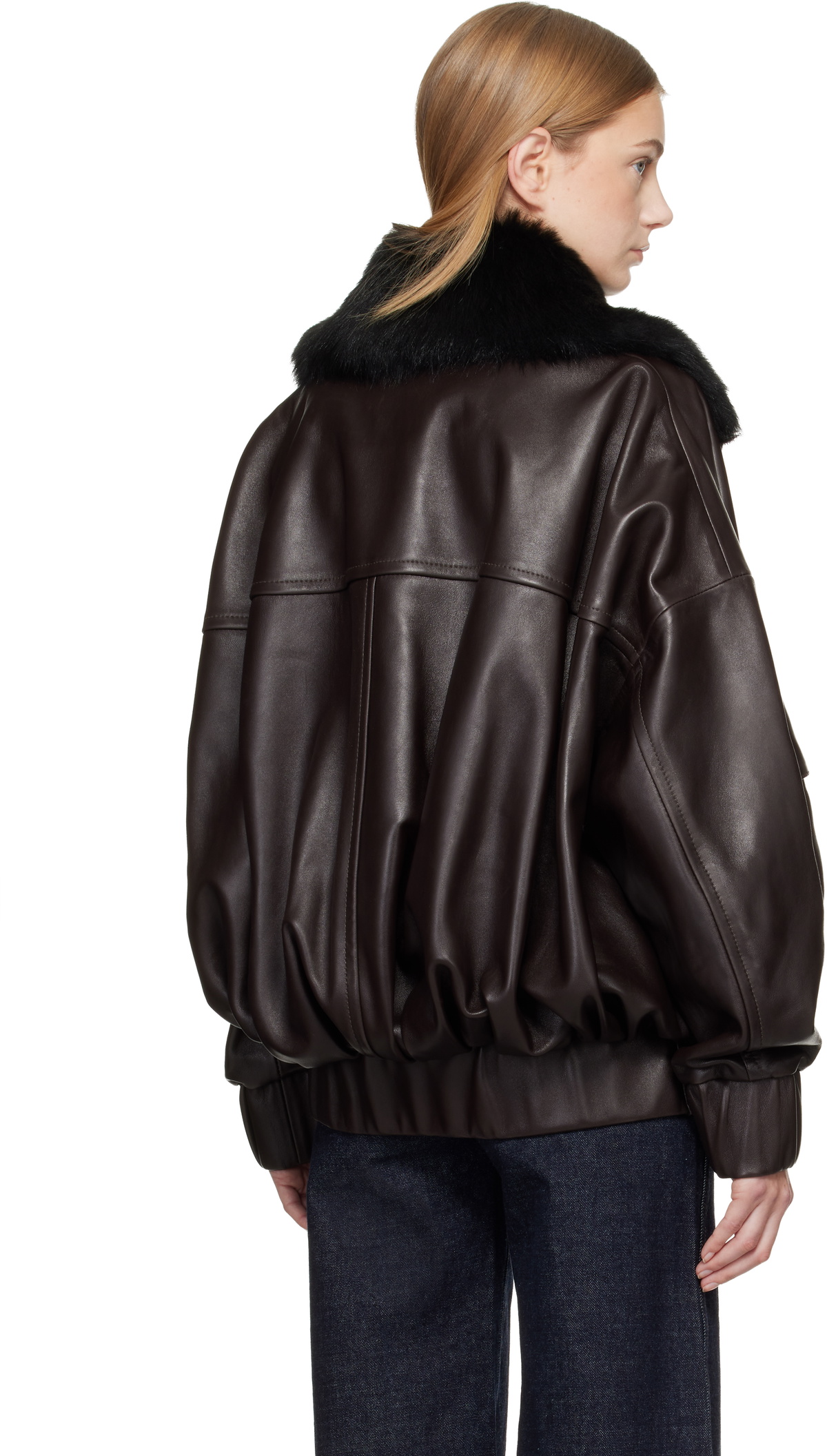 KHAITE Brown Daemon Leather Jacket