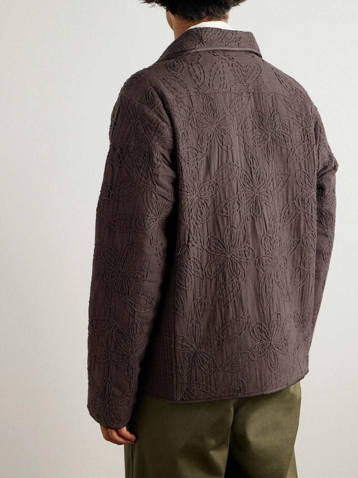 Kardo - Wynton Embroidered Cotton and Hemp-Blend Overshirt - Brown
