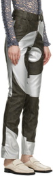 BARRAGÁN Brown & Silver Cosmic Spiral Faux-Leather Trousers