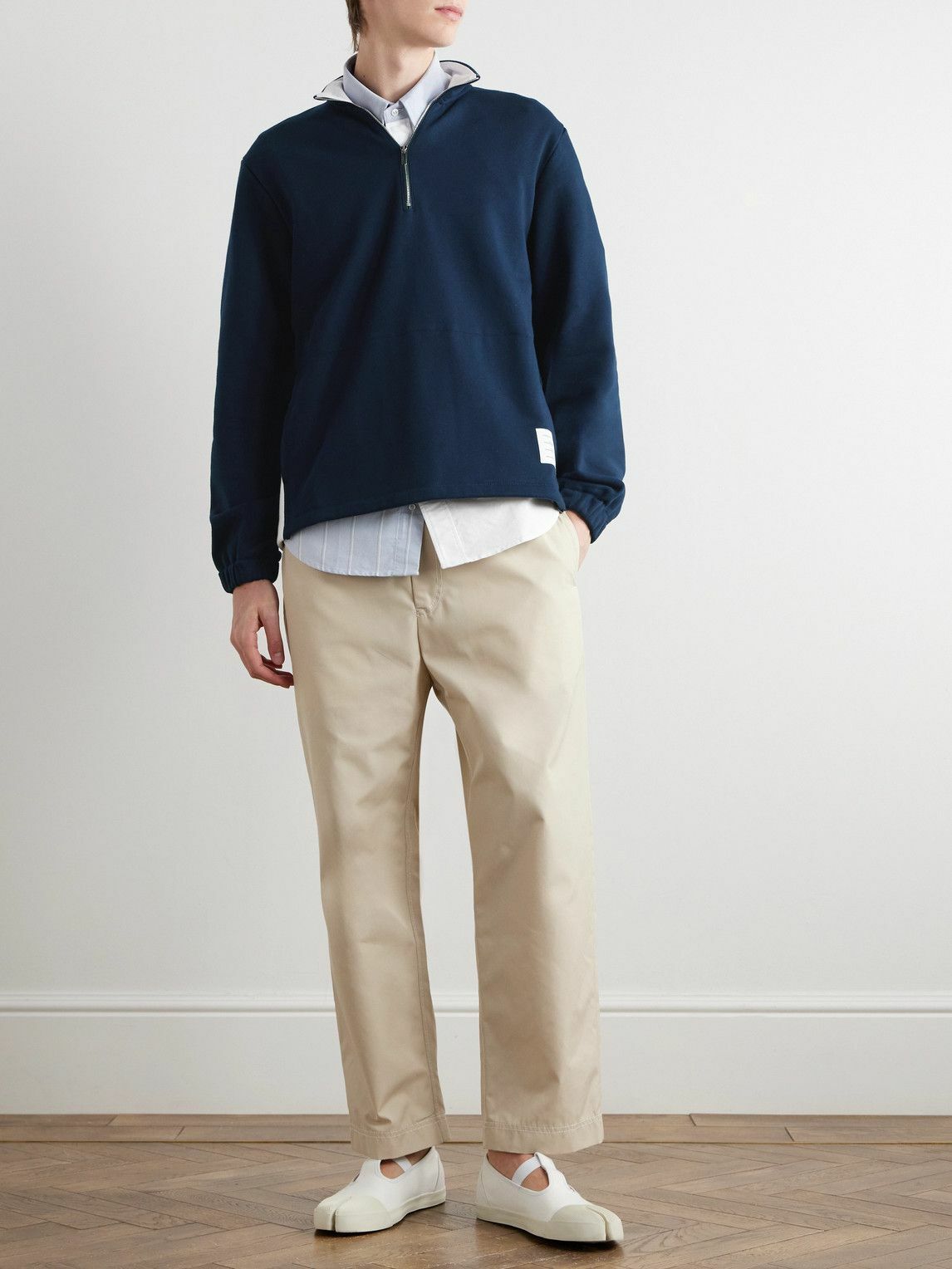 Thom Browne - Logo-Appliquéd Cotton-Jersey Half-Zip