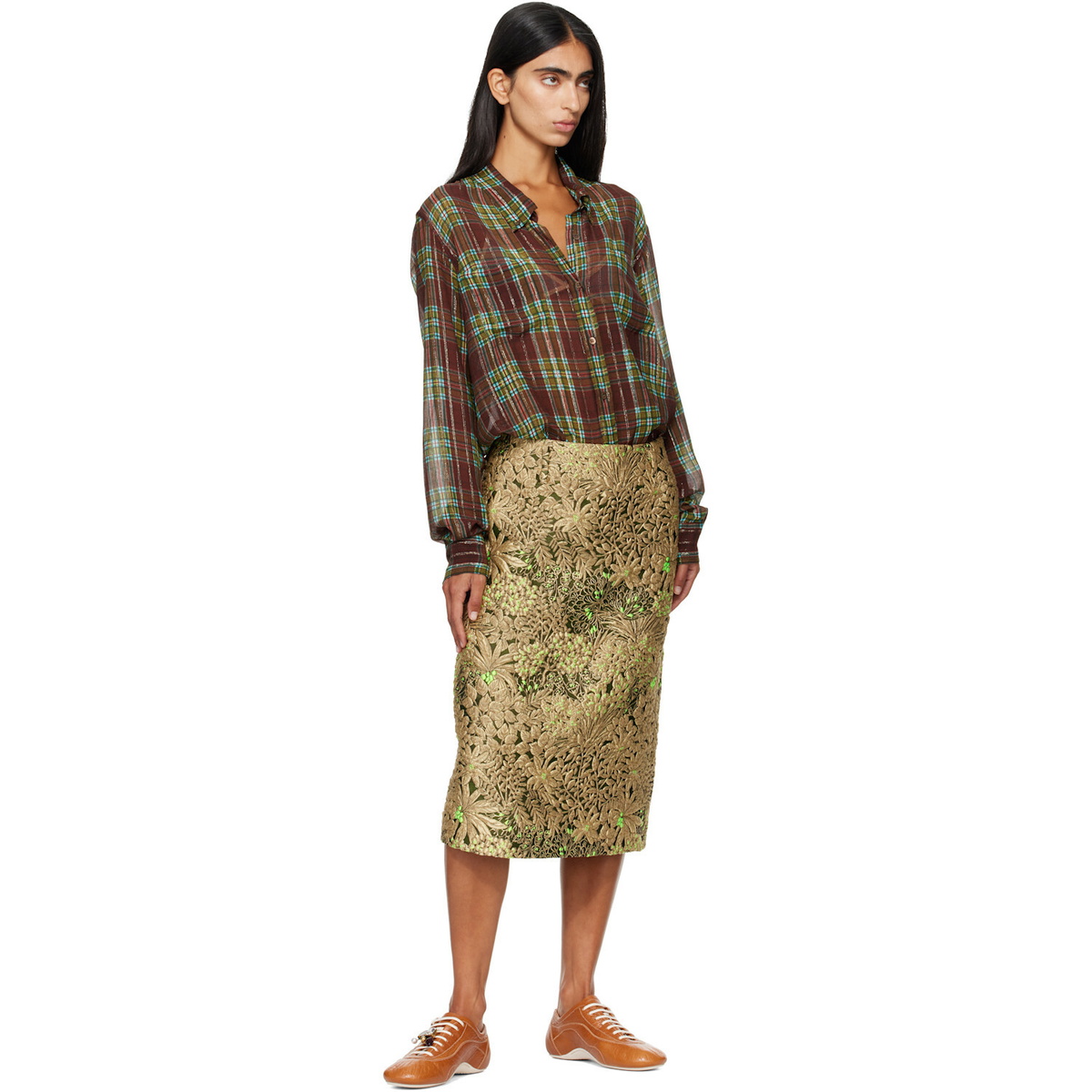 Dries Van Noten Tan Suede Mule Loafers