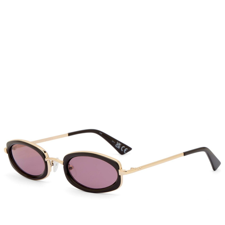 Photo: Le Specs Mecharo Sunglasses in Gold/Dark Chocolate 