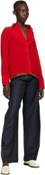 Eftychia Red & Brown Silk 2-In-1 Shirt