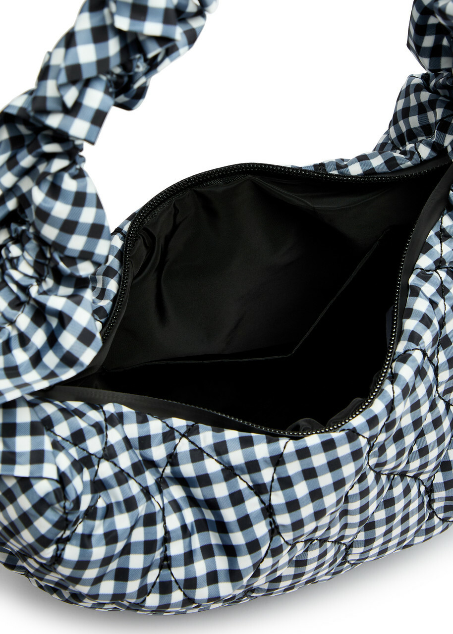 Damson Madder Kidney Ruched Gingham Shell Shoulder bag - Black - One Size