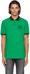 Versace Jeans Couture Green V-Emblem Motif Polo