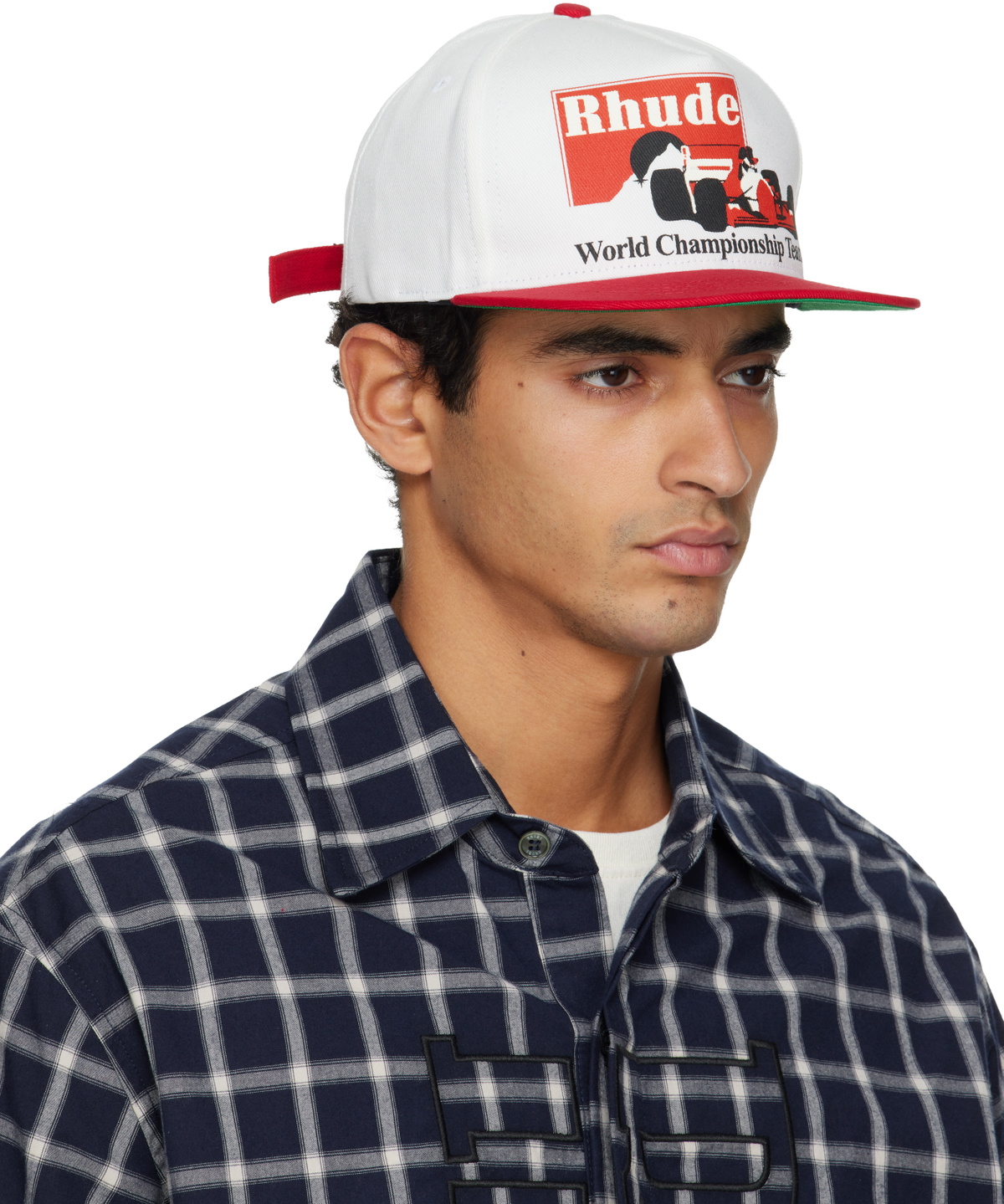 Rhude Red & White 'Rhude' Trophy Racing Cap