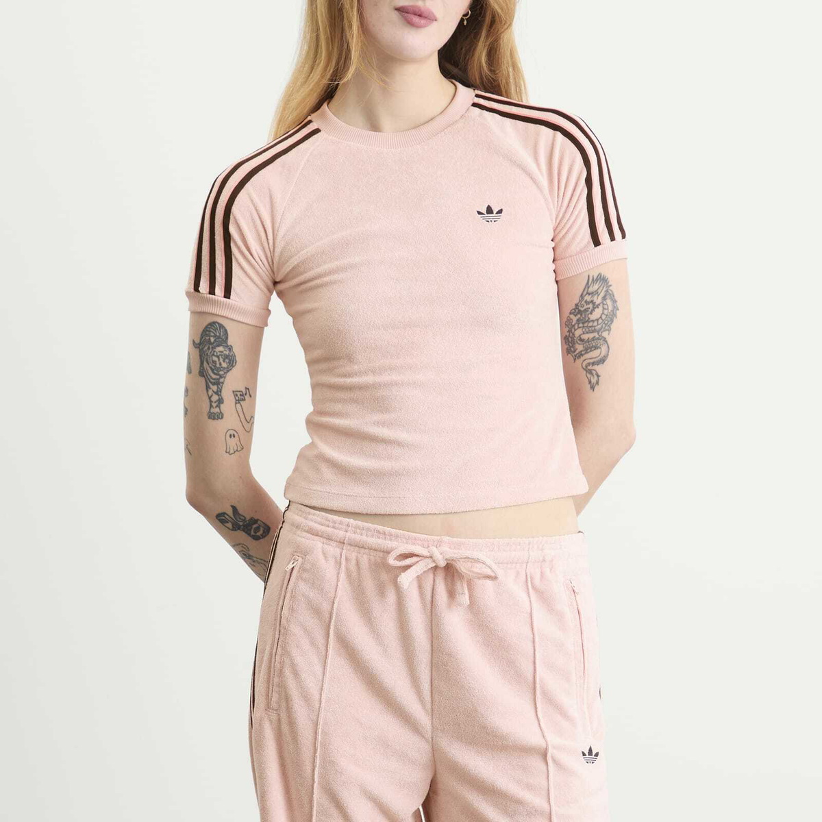 Adidas Women's Terry Towel T-Shirt in Sandy Pink