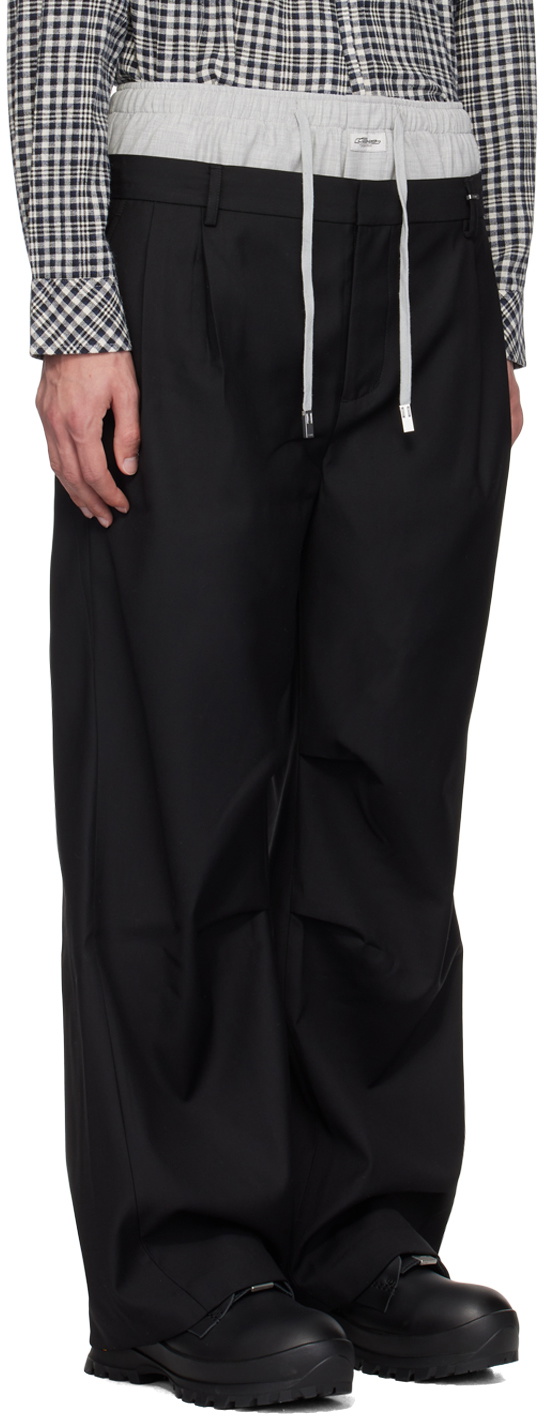 C2H4 Black & Gray Lounger Layered Pants