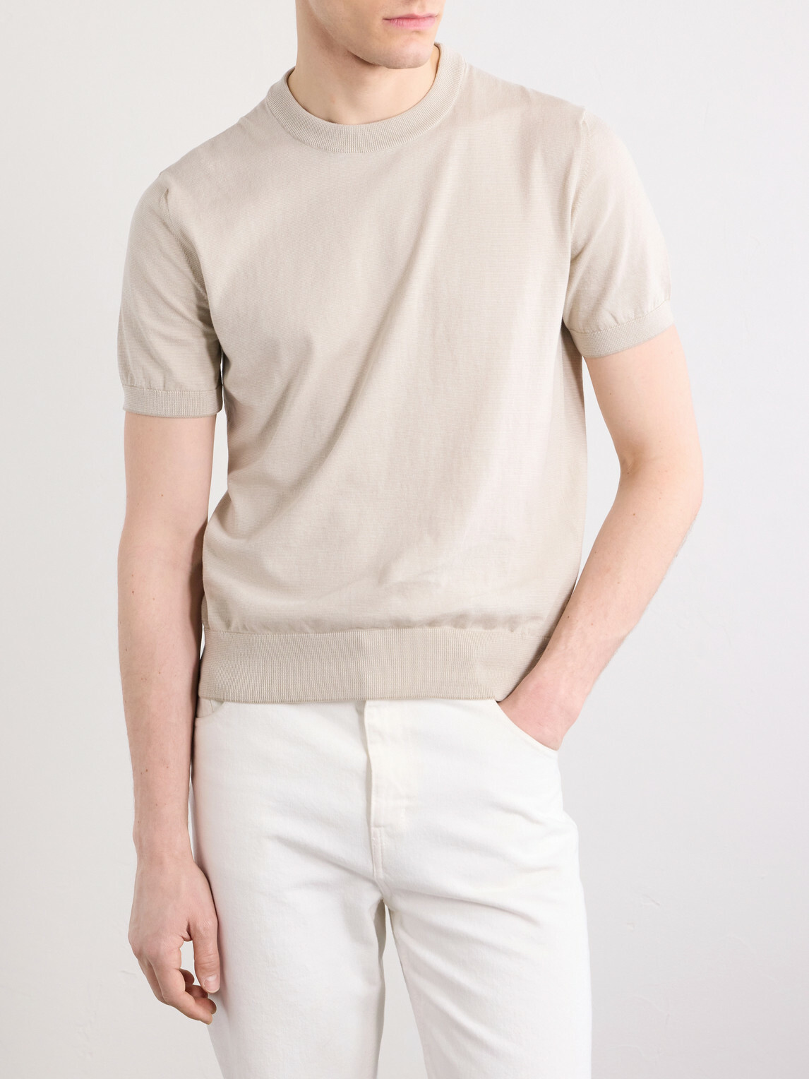 Brioni - Knitted Cotton T-Shirt - Neutrals