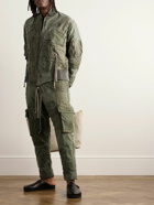 Greg Lauren - Mixed Army Lounge Tapered Patchwork Cotton Cargo Trousers - Green