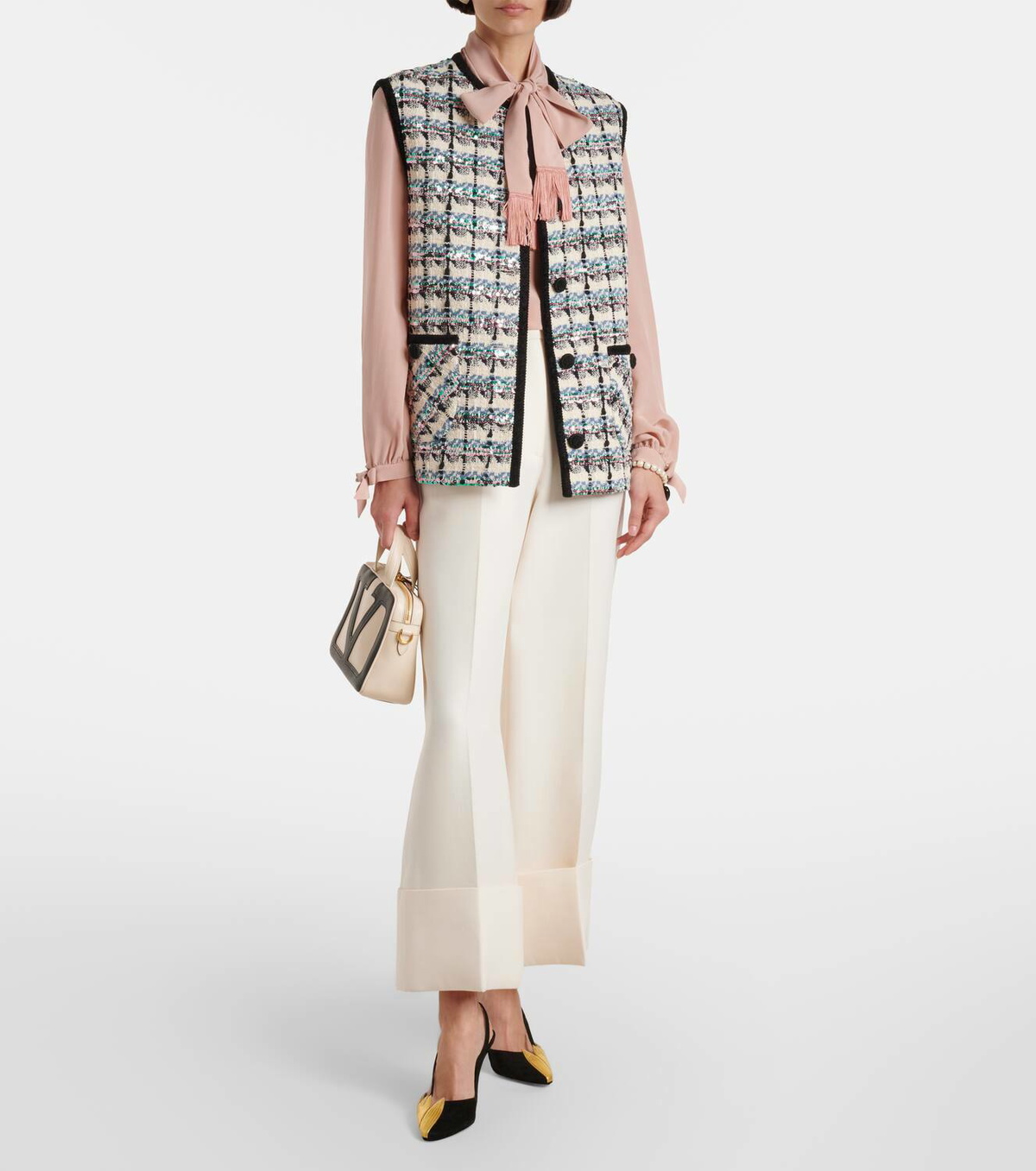 Valentino Mossi sequined cotton-blend tweed vest