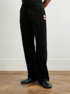 Casablanca - Straight-Leg Logo-Appliquéd Cotton-Blend Velour Sweatpants - Black