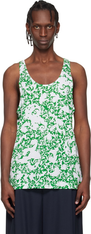 Photo: Dries Van Noten Green & White Floral Tank Top