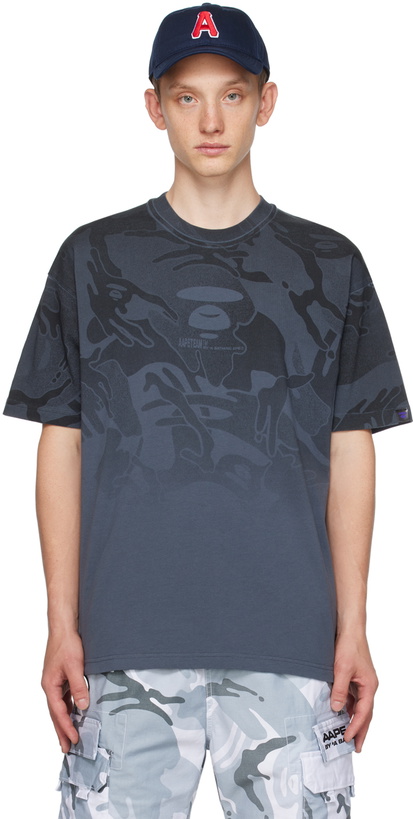 Photo: AAPE by A Bathing Ape Navy Print T-Shirt